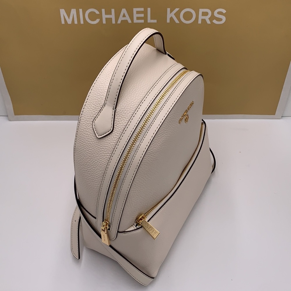 NWT MICHAEL KORS VALERIE MEDIUM PEBBLED LEATHER BACKPACK LIGHT CREAM COLOR - Picture 9 of 15